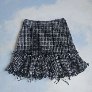 Black & White Tweed Skirt Stylish NYC Chic Tweed Mini Skirt